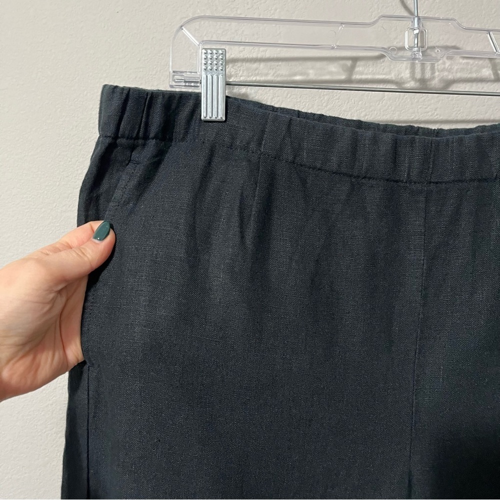 J. Jill Love Linen Black Straight Leg Cropped Pants Size Large Tall - Picture 3 of 9